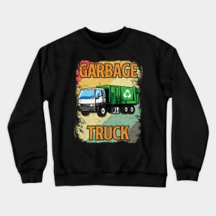 Vintage Style Garbage Truck Sunset Gift Recycling Trash Tee Crewneck Sweatshirt